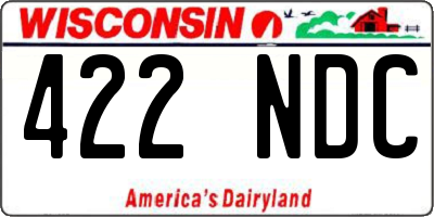 WI license plate 422NDC