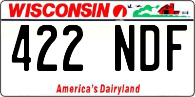 WI license plate 422NDF