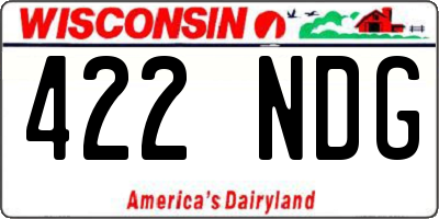 WI license plate 422NDG