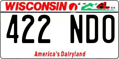 WI license plate 422NDO