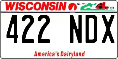 WI license plate 422NDX