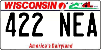 WI license plate 422NEA
