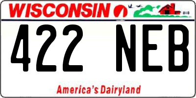 WI license plate 422NEB