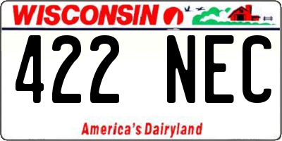 WI license plate 422NEC