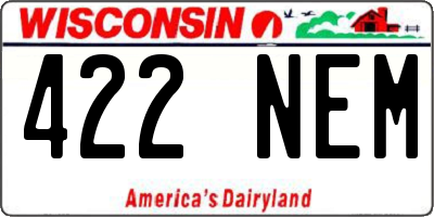 WI license plate 422NEM