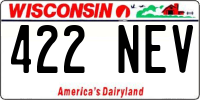 WI license plate 422NEV