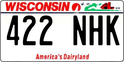 WI license plate 422NHK