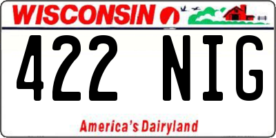 WI license plate 422NIG