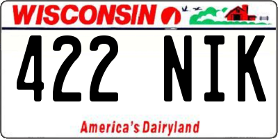 WI license plate 422NIK