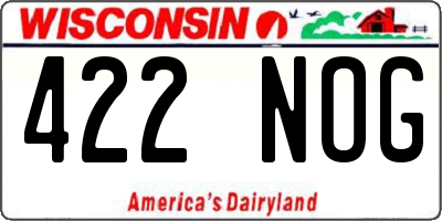 WI license plate 422NOG