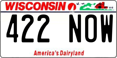 WI license plate 422NOW