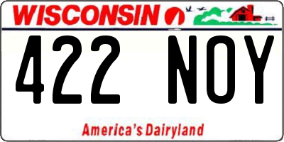 WI license plate 422NOY
