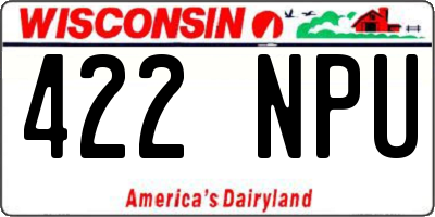 WI license plate 422NPU