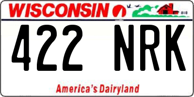 WI license plate 422NRK