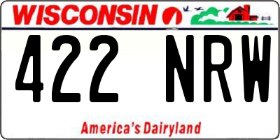 WI license plate 422NRW