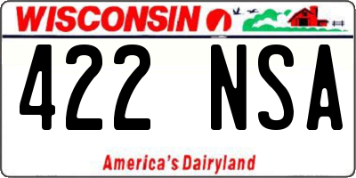 WI license plate 422NSA