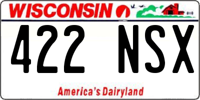 WI license plate 422NSX
