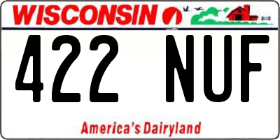 WI license plate 422NUF