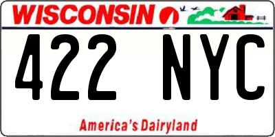 WI license plate 422NYC