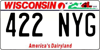 WI license plate 422NYG