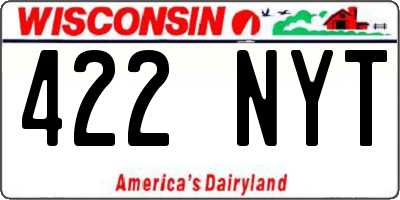 WI license plate 422NYT