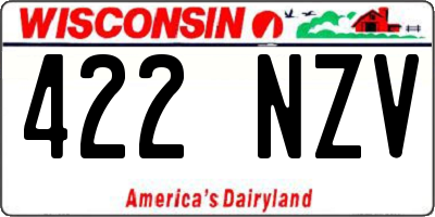 WI license plate 422NZV