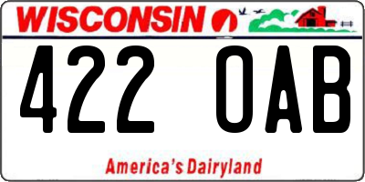 WI license plate 422OAB