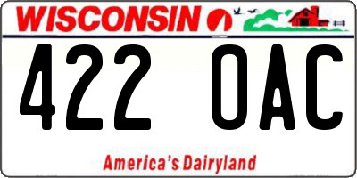 WI license plate 422OAC