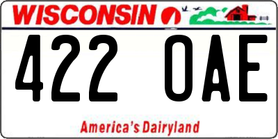 WI license plate 422OAE