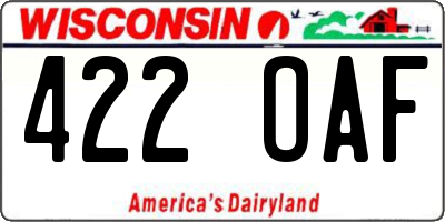 WI license plate 422OAF