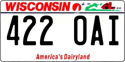 WI license plate 422OAI