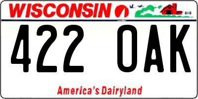 WI license plate 422OAK