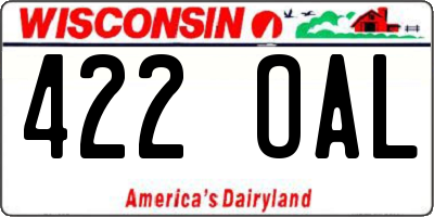 WI license plate 422OAL