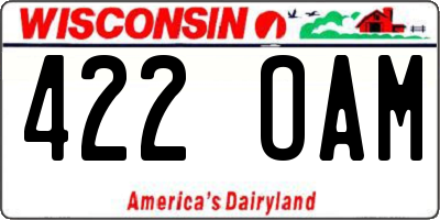 WI license plate 422OAM