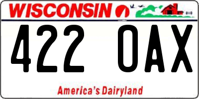 WI license plate 422OAX