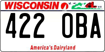 WI license plate 422OBA