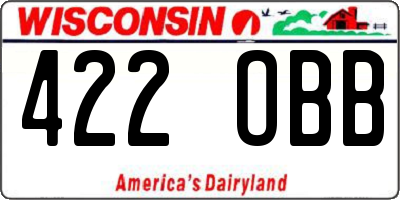 WI license plate 422OBB