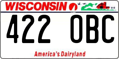 WI license plate 422OBC