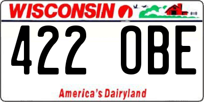 WI license plate 422OBE