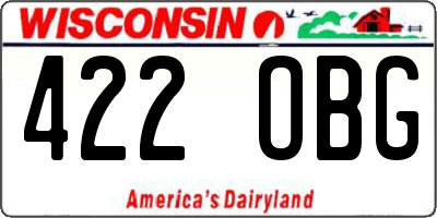 WI license plate 422OBG