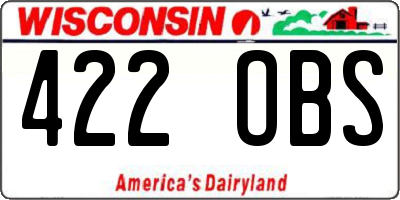 WI license plate 422OBS