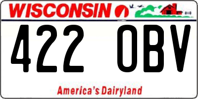 WI license plate 422OBV