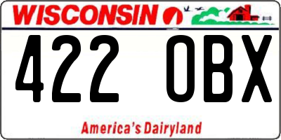 WI license plate 422OBX