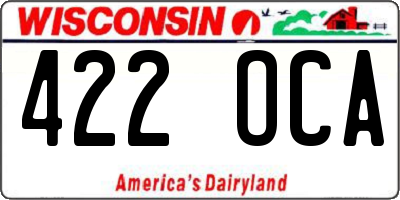 WI license plate 422OCA