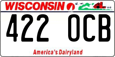 WI license plate 422OCB
