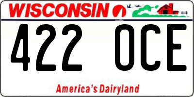 WI license plate 422OCE