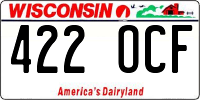 WI license plate 422OCF