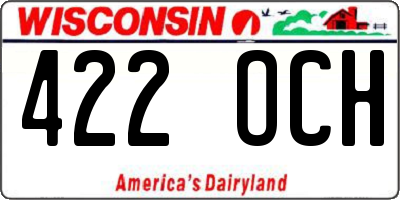 WI license plate 422OCH