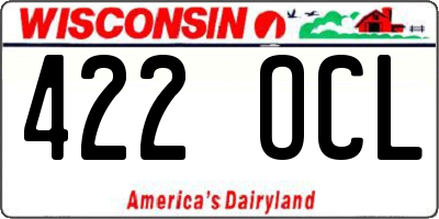 WI license plate 422OCL
