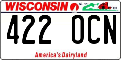 WI license plate 422OCN